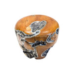 Wood and Aluminium Round Stool – Wood Stool Furniture for Home Decoration.