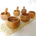 Teak Wood Mortar and Pestle Size Dia 4.1 to 5.5 Inches, Wooden Mortar and Pestle salad bowl