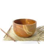 Teak Bowls Kitchenware, Teak Wood Round Bowl Dish Serving Size Dia 6.7 inches