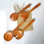 Teak Wooden Spoon for Salad Serving Length 12.2 Inches, Wooden Spoon and Fork Set
