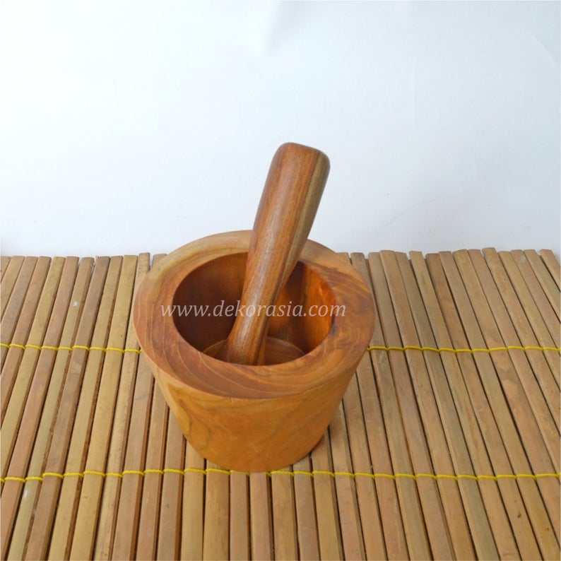 Teak Wood Mortar Size Dia 4.2 to 6 Inches, Natural Teak Mortar